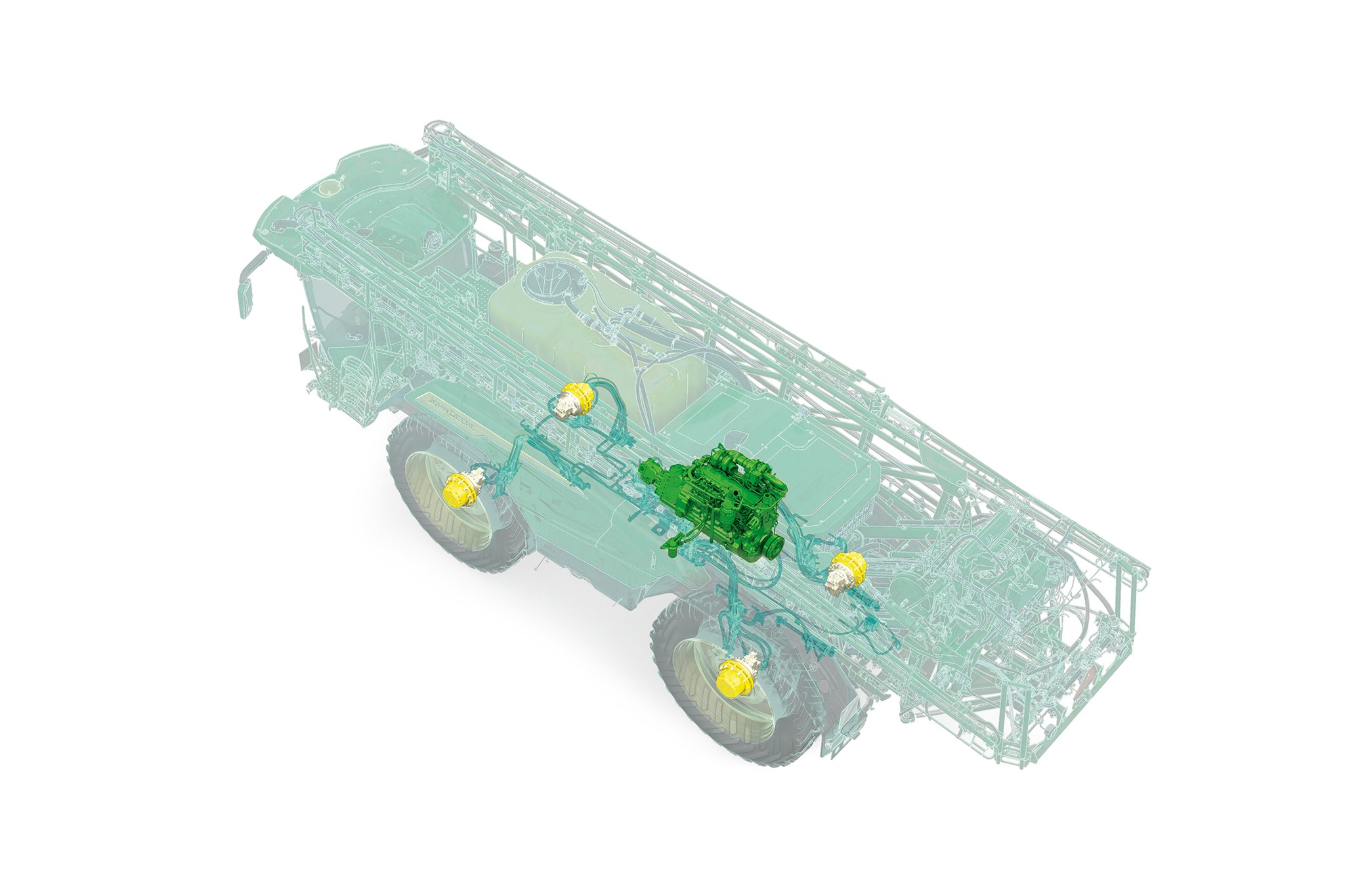 Техническа CAD илюстрация на модела 500R с CommandDrive™ и обозначен двигател